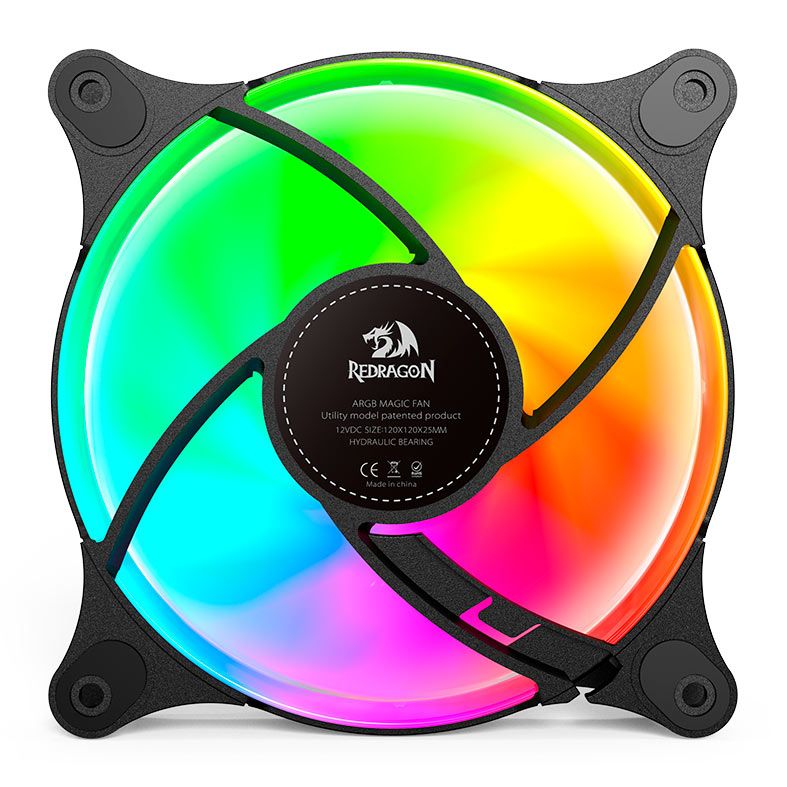 Kit Ventoinhas Redragon GC-F013, ARGB, 3x120mm, Preto, GC-F013