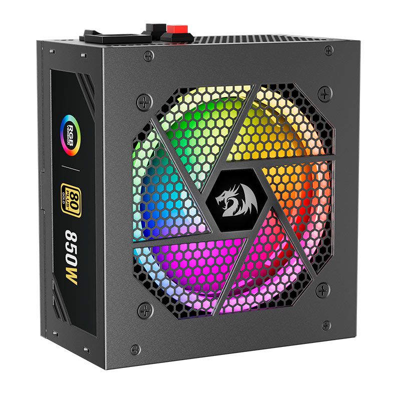 Fonte Redragon Power Supply RGB, 850W, Full-Modular, 80 Plus Gold, Preto, GC-PS007-1