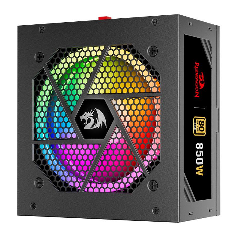 Fonte Redragon Power Supply RGB, 850W, Full-Modular, 80 Plus Gold, Preto, GC-PS007-1