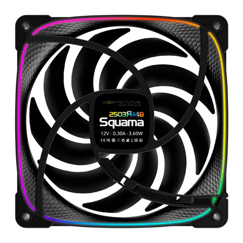 Ventoinha Geometric Future Squama 2503R-14B, ARGB, 140mm, Preto, GEO-S2503RB-14S