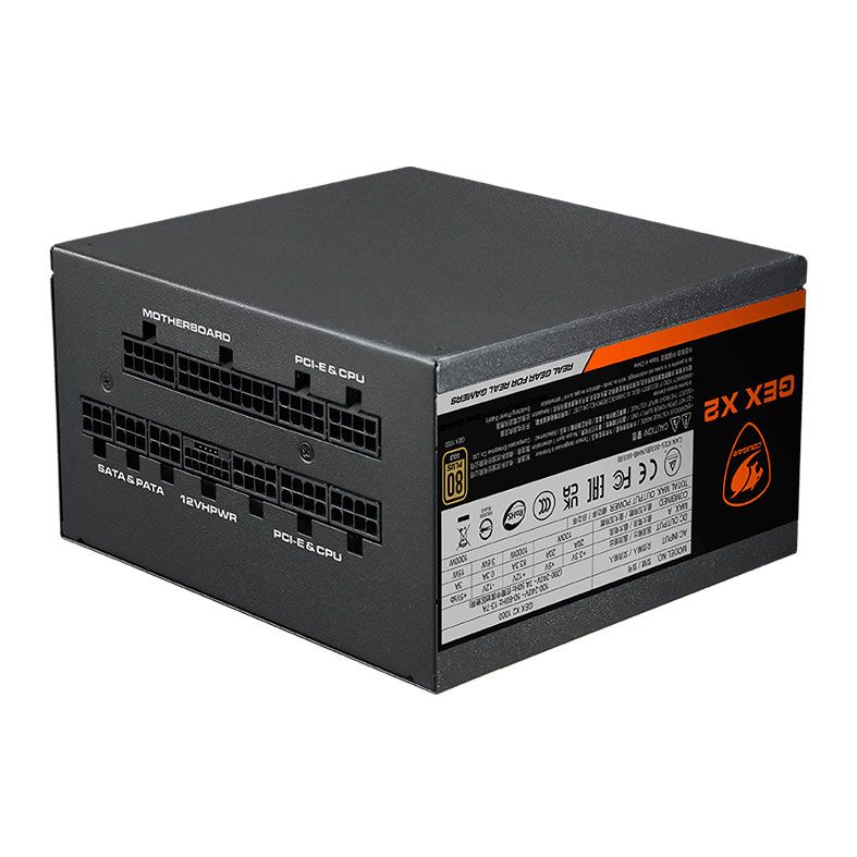 Fonte Cougar GEX X2 850, 850W, ATX 3.0, PCI-e 5.0, Full Modular, 80 Plus Gold, Preta, GEX-X2-850