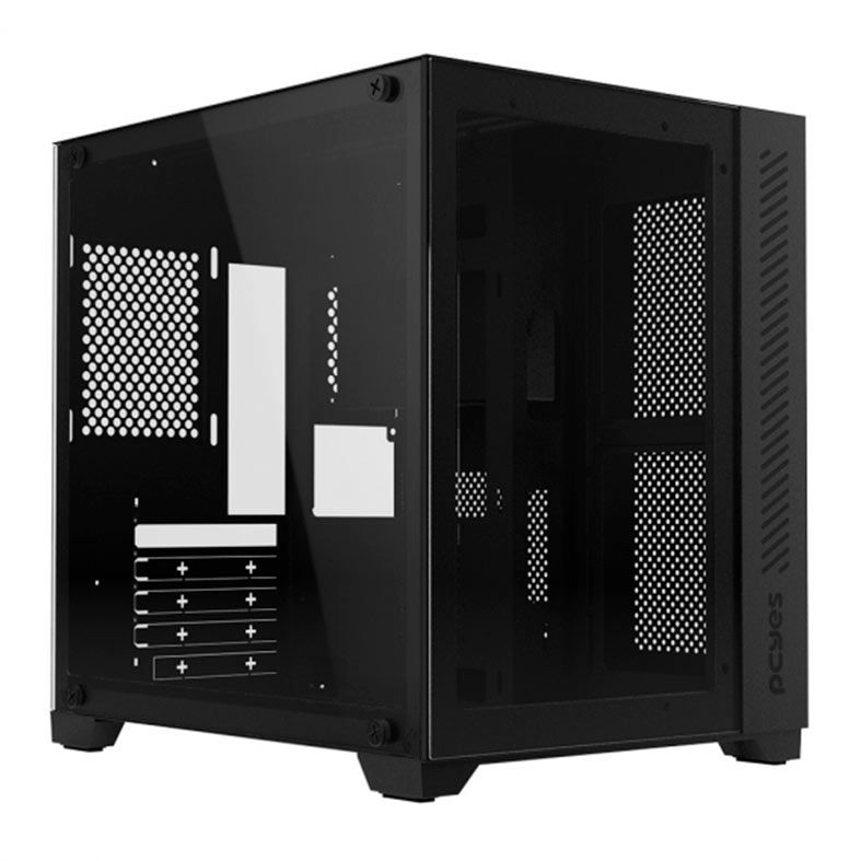 Gabinete Gamer Pcyes Forcefield Black Vulcan, Mid-Tower, Lateral e Frontal de Vidro, Preto, GFFBVP