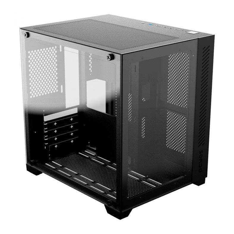 Gabinete Gamer Pcyes Forcefield Black Vulcan, Mid-Tower, Lateral e Frontal de Vidro, Preto, GFFBVP