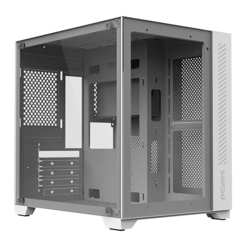 Gabinete Gamer Pcyes Forcefield White Ghost, Mid-Tower, Lateral e Frontal de Vidro, Branco, GFFWGP