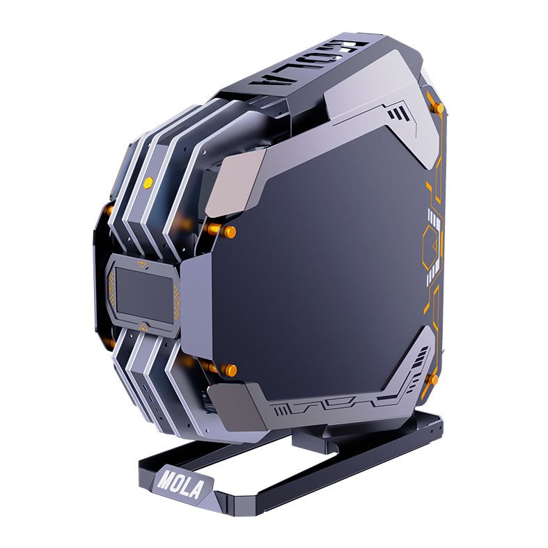 Gabinete Gamer Mloong Mola, Full-Tower, Lateral de Vidro, Painel Touch, Cinza, GG-MOLA