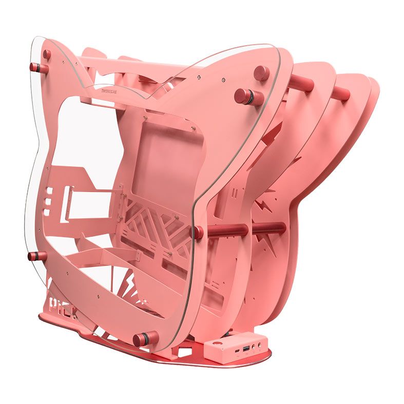 Gabinete Gamer Mloong Pick, Mini-Tower, Lateral de Vidro, Rosa, GG-PICK