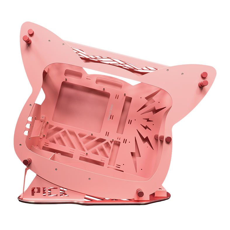 Gabinete Gamer Mloong Pick, Mini-Tower, Lateral de Vidro, Rosa, GG-PICK