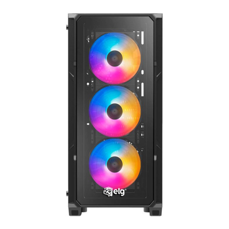 Gabinete Gamer ELG Pro Bures, Lateral/Frente Em Vidro Temperado, MID Tower, Com 3 Fans, Preto, GGPBR