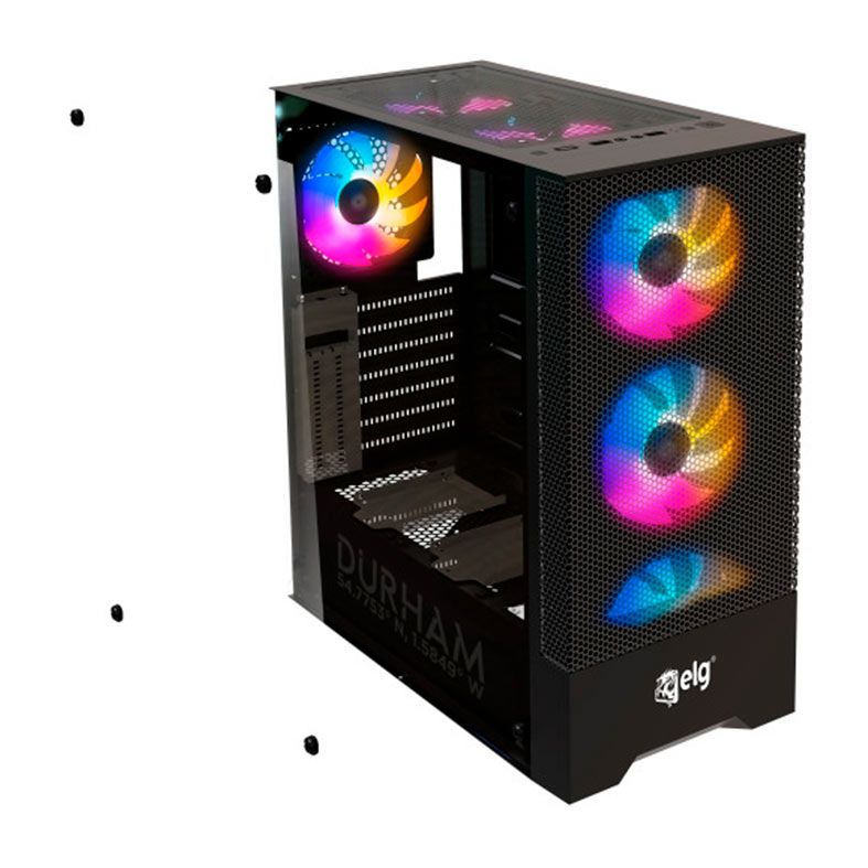 Gabinete Gamer ELG Pro Durham, Lateral Em Vidro Temperado, Mid Tower, RGB, Preto, GGPDH