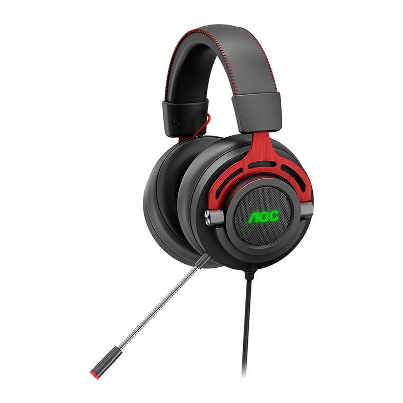 Headset Gamer AOC GH300, RGB, Virtual Surround 7.1, Drivers 50mm, Preto, GH300RB2B/FG