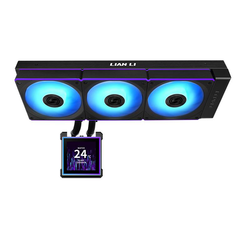 Water Cooler Lian Li Hydroshift II Uni Fans CL Wireless, RGB, 360mm, Com tela LCD, Preto, GHS2LCDS36CB