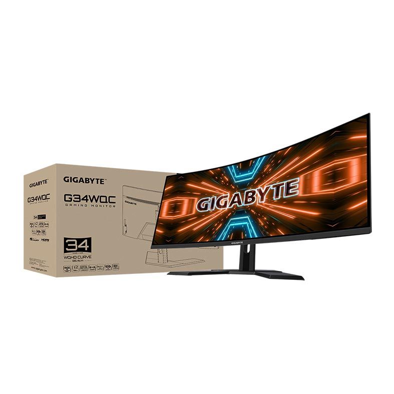 Monitor Gamer Gigabyte G34WQC 34" Curvo 1ms 144Hz WQHD FreeSync Premium HDR Altura Ajustavel HDMI/DP, GIGABYTE G34WQC