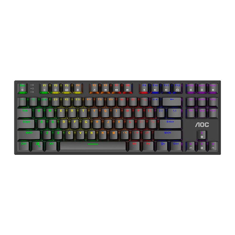 Teclado Mecanico AOC GK450, RGB, ANSI, Switch Vermelho, Preto, GK450BR-FG