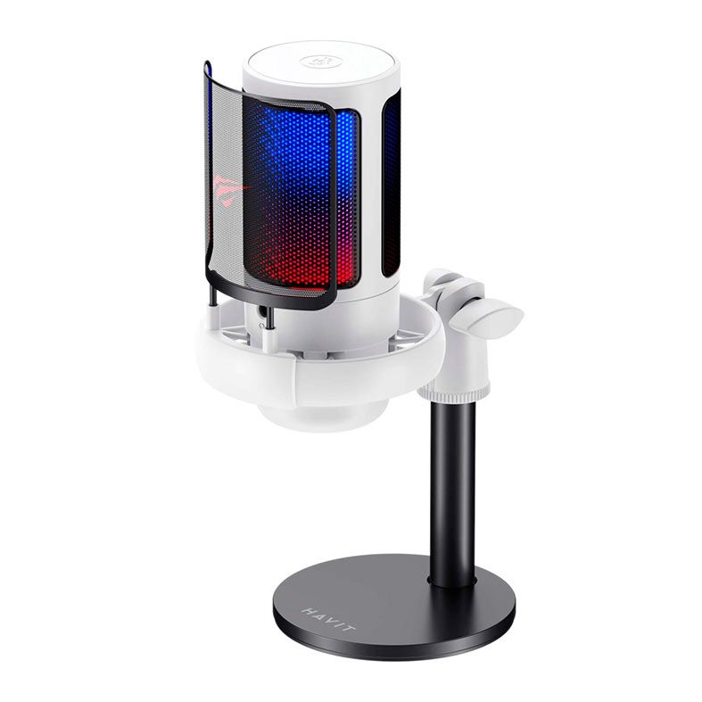 Microfone Havit Gamenote GK50, RGB, USB, Branco, HVGK-GK50-WH