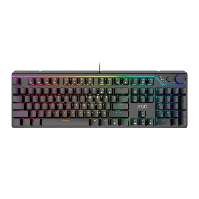 Teclado Mecanico AOC GK530, RGB, ANSI, Switch Vermelho, Preto, GK530BR/FG