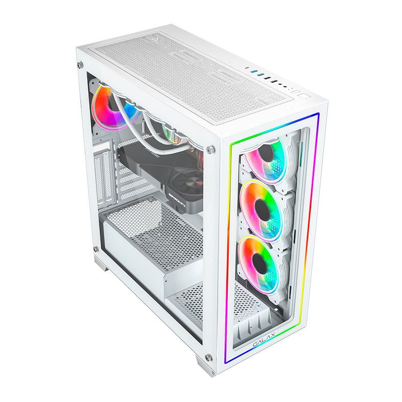Gabinete Gamer Galax Omega, Mid-Tower, Lateral de Vidro, Com 4 Fans, Branco, GLX-OMEGA-2068