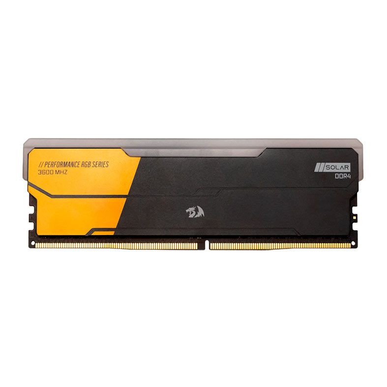 Memoria Redragon Solar, RGB, 8GB (1x8GB), DDR4, 3600MHz, C16, Preta e Dourada, GM-805