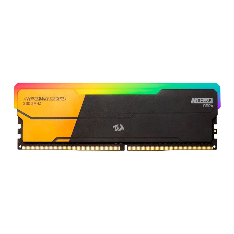 Memoria Redragon Solar, RGB, 8GB (1x8GB), DDR4, 3600MHz, C16, Preta e Dourada, GM-805