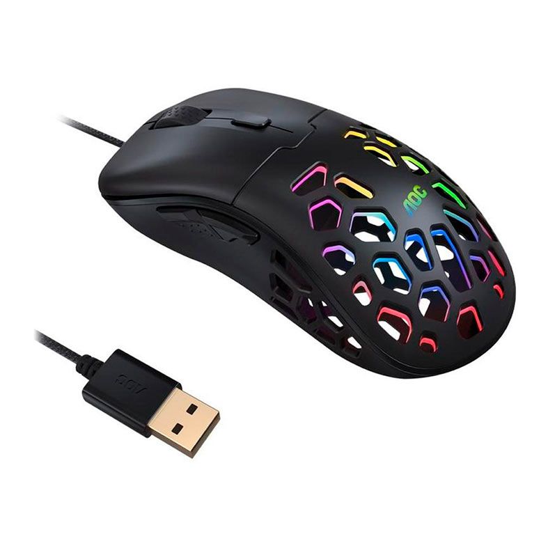 Mouse Gamer AOC GM510, RGB, 16000 DPI, 6 Botoes, Preto, GM510B/FG