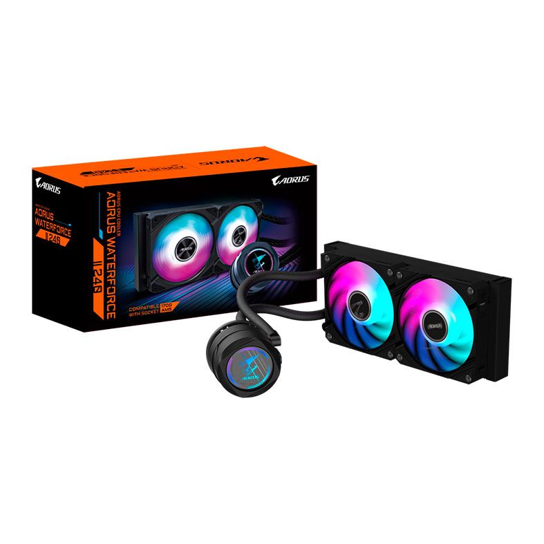 Water Cooler Gigabyte Aorus Waterforce II 240, ARGB, 240mm, Preto, GP-AORUSWATERFORCEII240
