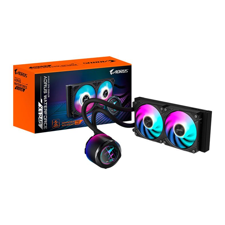 Water Cooler Gigabyte Aorus Waterforce X II 240, ARGB, 240mm, Preto, GP-AORUSWATERFORCEXII240