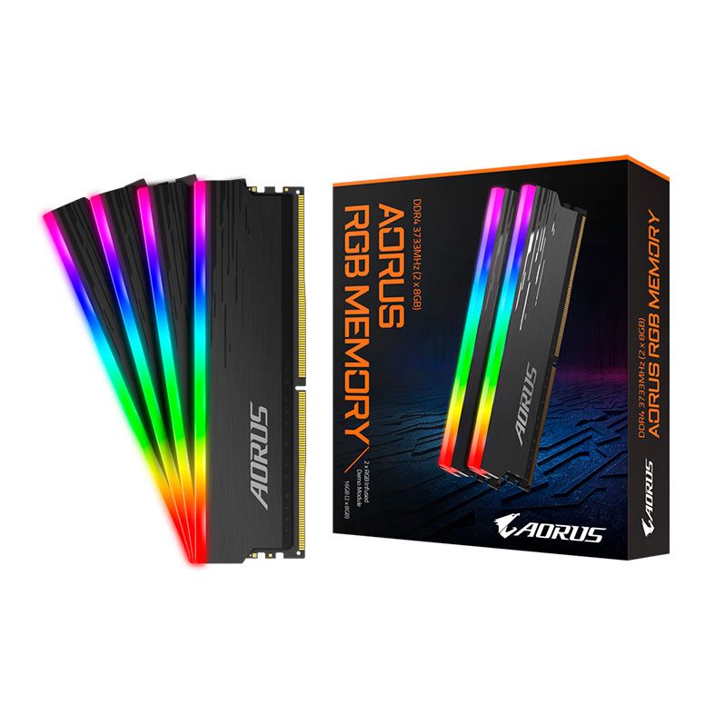 Memoria Gigabyte Aorus RGB, 16GB (2x8GB), DDR4, 3733MHz, C18, Cinza, Com kit Demo, GP-ARS16G37D