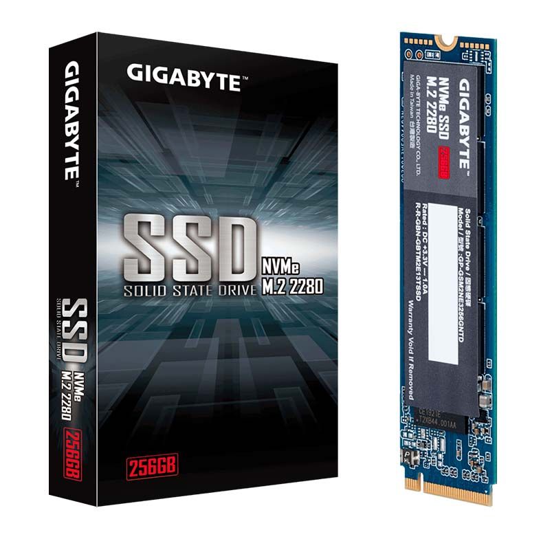 SSD Gigabyte, 256GB, M.2 2280, PCIe NVMe, Leitura 1700MB/s, Gravacao 1100MB/s, GP-GSM2NE3256GNTD