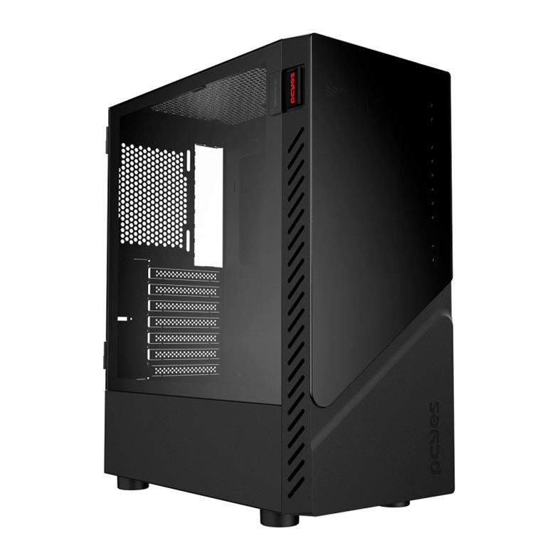 Gabinete Gamer Pcyes Set Black Vulcan, Mid-Tower, Lateral de Vidro, GSBVPBR