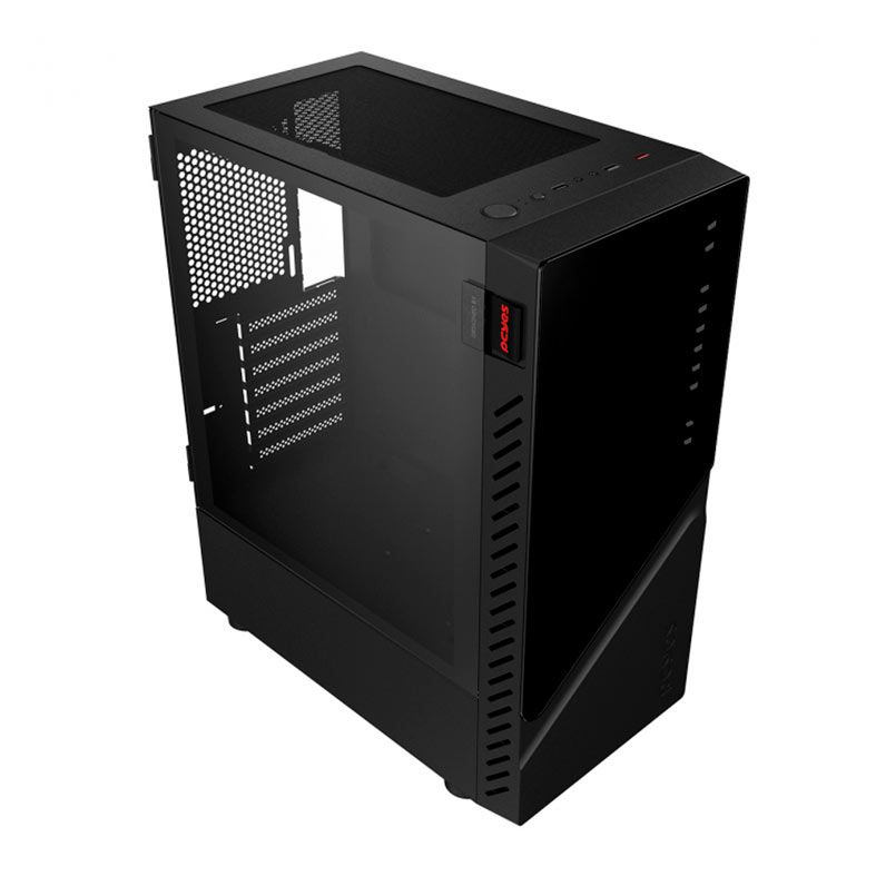 Gabinete Gamer Pcyes Set Black Vulcan, Mid-Tower, Lateral de Vidro, GSBVPBR