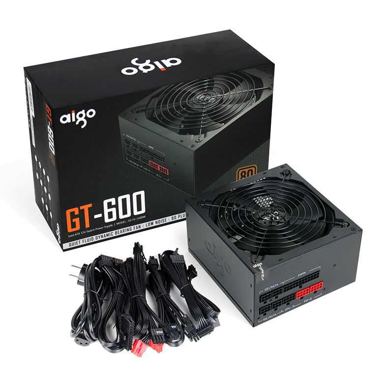 Fonte Aigo GT-600, 600W, Full-Modular, 80 Plus Bronze, Preto, GT-600