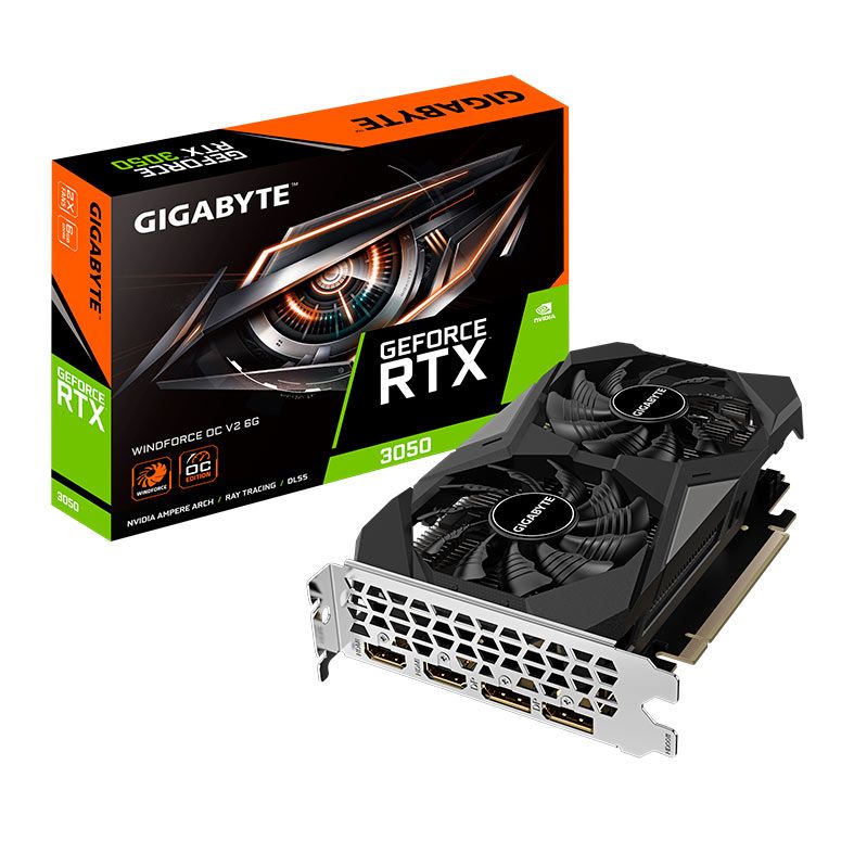 Placa de Video Gigabyte GeForce RTX 3050 Windforce V2 OC, 6GB, GDDR6, 96-bit, GV-N3050WF2OCV2-6GD