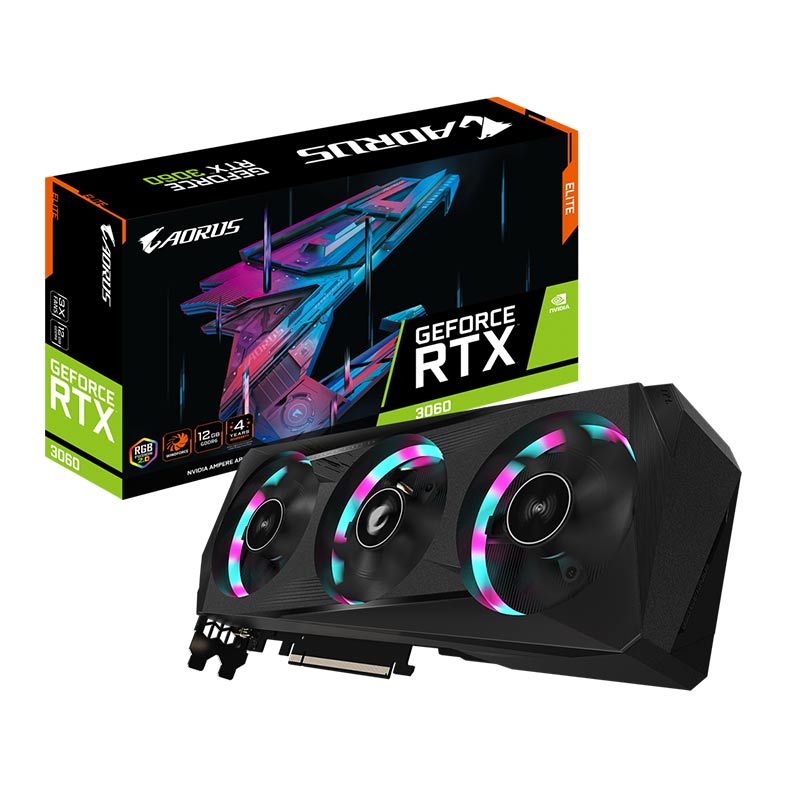 Placa de Video Gigabyte GeForce RTX 3060 Aorus Elite LHR 12GB GDDR6 192-bit, GV-N3060AORUS E-12GD REV 2.0