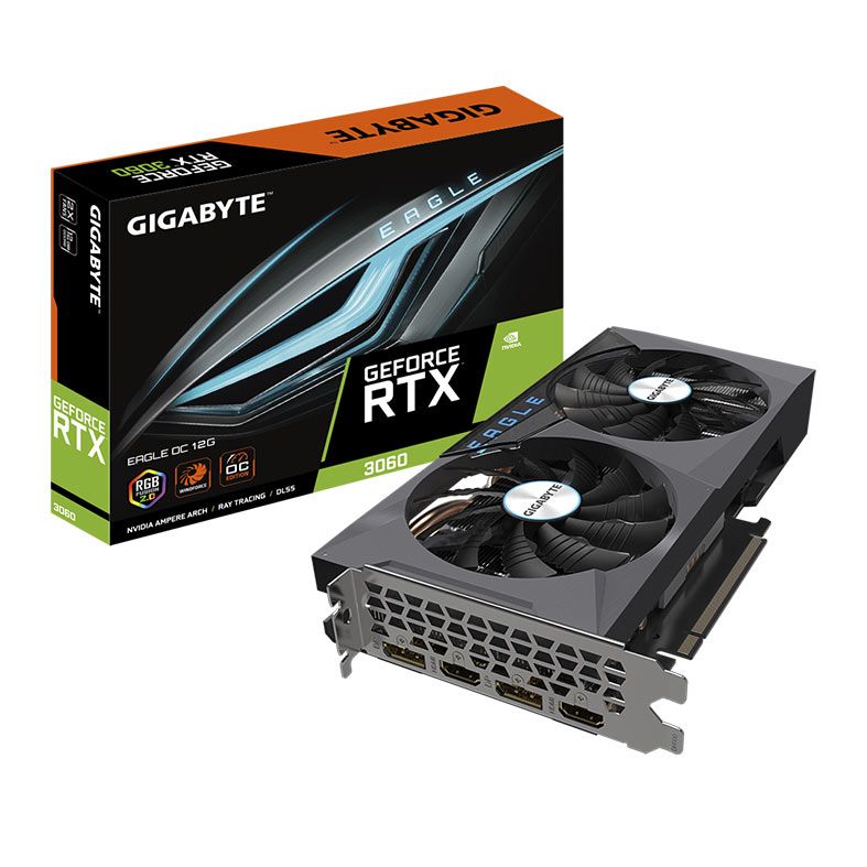 Placa de Video Gigabyte GeForce RTX 3060 Eagle, LHR, 12GB, GDDR6, 192-bit, GV-N3060EAGLE-12GD REV 2.0 NAC