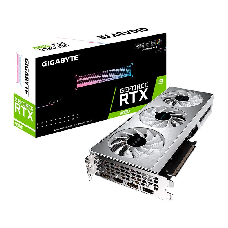 Placa de Video Gigabyte GeForce RTX 3060 Vision OC, 12GB, GDDR6, 192-bit, GV-N3060VISION-OC-12GD-REV-2.0