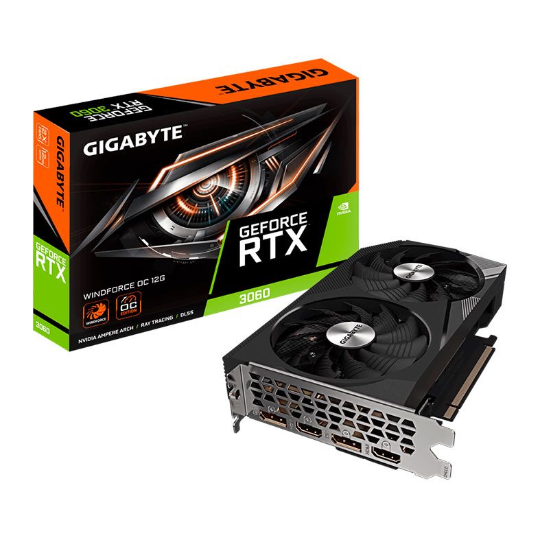 Placa de Video Gigabyte GeForce RTX 3060 Windforce OC, 12GB, GDDR6, 192-bit, GV-N3060WF2OC-12GD-REV2.0