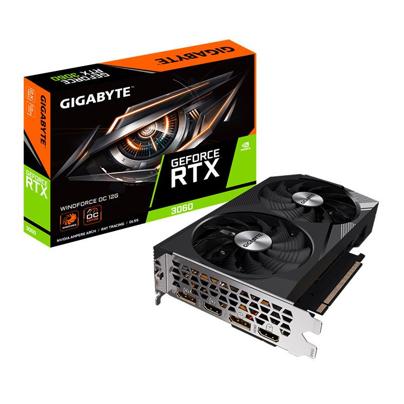 Placa de Video Gigabyte GeForce RTX 3060 Windforce OC, 12GB, GDDR6, 192-bit, GV-N3060WF2OC-12GD