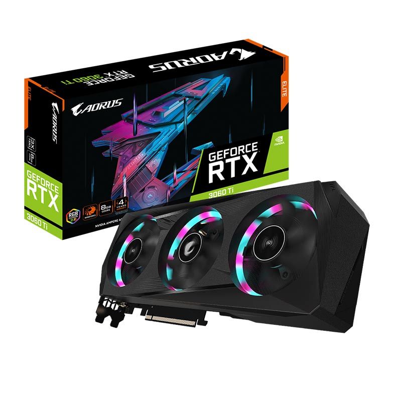 Placa de Video Gigabyte GeForce RTX 3060 Ti Aorus Elite, LHR, 8GB, GDDR6, 256-bit, GV-N306TAORUS E-8GD REV 2.0