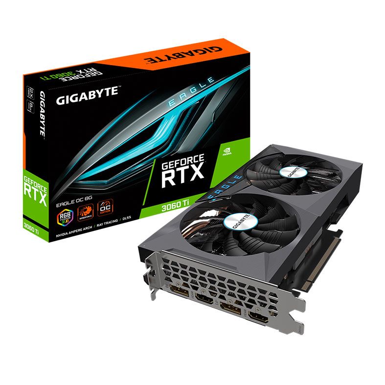 Placa de Video Gigabyte GeForce RTX 3060 Ti Eagle OC, LHR, 8GB, GDDR6, 256-bit, GV-N306TEAGLE OC-8GD REV 2.0