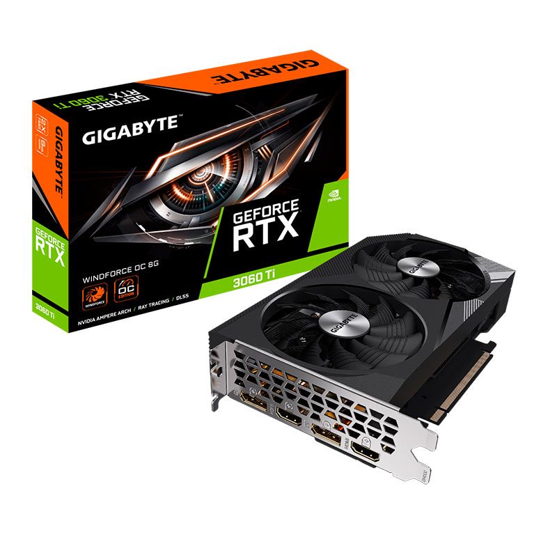 Placa de Video Gigabyte GeForce RTX 3060 Ti Windforce OC, 8GB, GDDR6, 256-bit, GV-N306TWF2OC-8GD