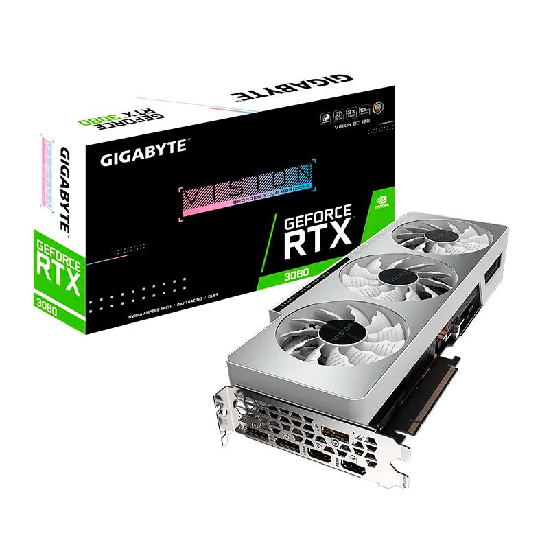 Placa de Video Gigabyte GeForce RTX 3080 Vision OC, LHR, 10GB, GDDR6X, 320-bit, GV-N3080VISION OC-10GD REV 2.0