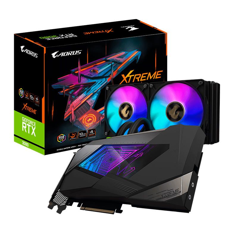 Placa de Video Gigabyte GeForce RTX 3080 Aorus Xtreme Waterforce, LHR, 10GB, GDDR6X, 320-bit, GV-N3080AORUSXW-10GD-REV2.0