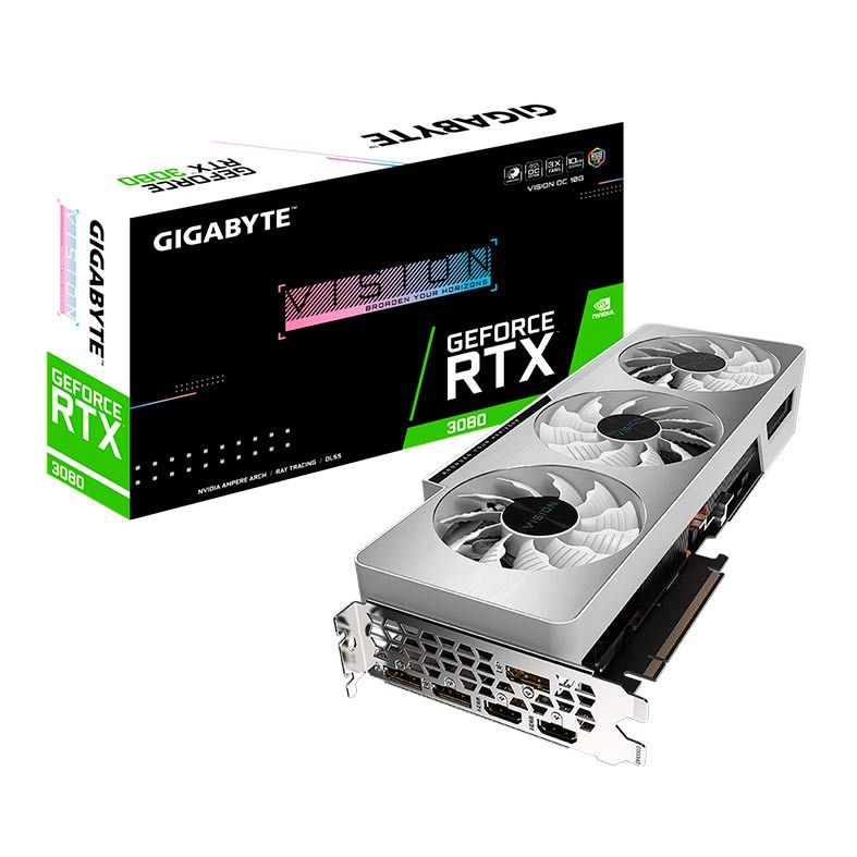 Placa de Video Gigabyte GeForce RTX 3080 Vision OC 10GB GDDR6X 320-bit, GV-N3080VISION OC-10GD