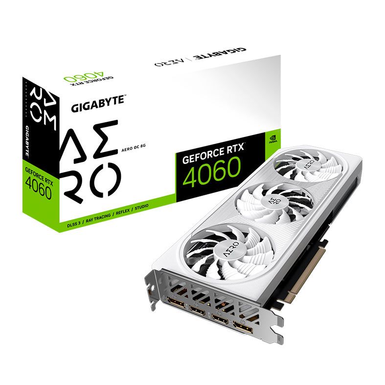 Placa de Video Gigabyte GeForce RTX 4060 Aero OC, 8GB, GDDR6, 128-bit, GV-N4060AERO-OC-8GD