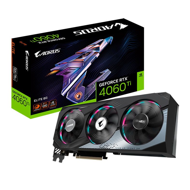 Placa de Video Gigabyte GeForce RTX 4060 Ti Aorus Elite, 8GB, GDDR6, 128-bit, GV-N406TAORUS-E-8GD