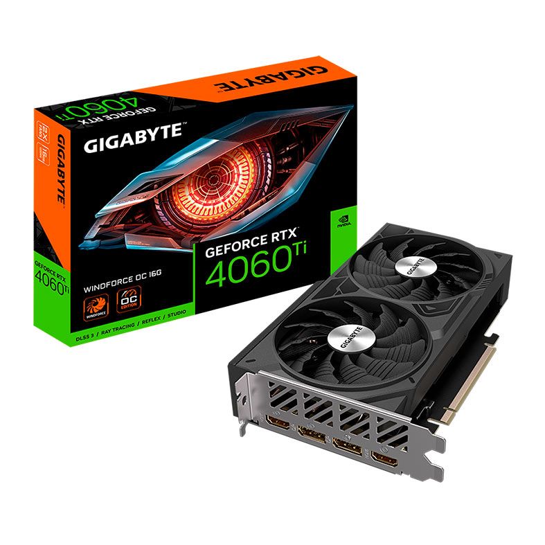Placa de Video Gigabyte GeForce RTX 4060 Ti Windforce OC, 16GB, GDDR6, 128-bit, GV-N406TWF2OC-16GD
