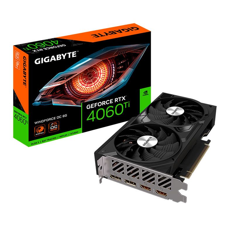 Placa de Video Gigabyte GeForce RTX 4060 Ti Windforce OC, 8GB, GDDR6, 128-bit, GV-N406TWF2OC-8GD