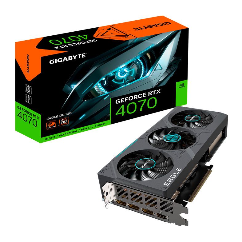Placa de Video Gigabyte GeForce RTX 4070 Eagle OC, 12GB, GDDR6X, 192-bit, GV-N4070EAGLE-OC-12GD