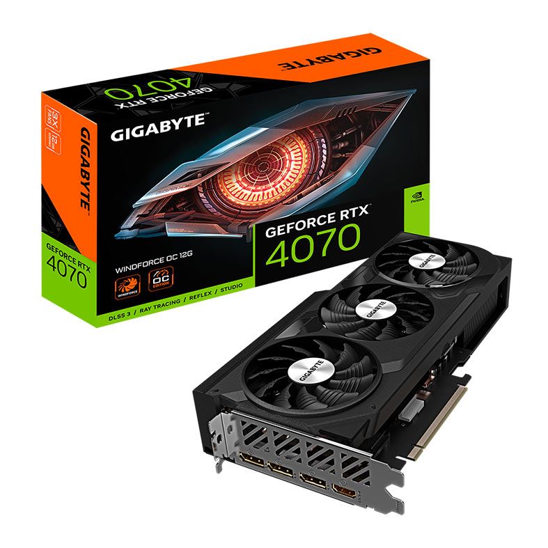 Placa de Video Gigabyte GeForce RTX 4070 Windforce OC, 12GB, GDDR6X, 192-bit, GV-N4070WF3OC-12GD