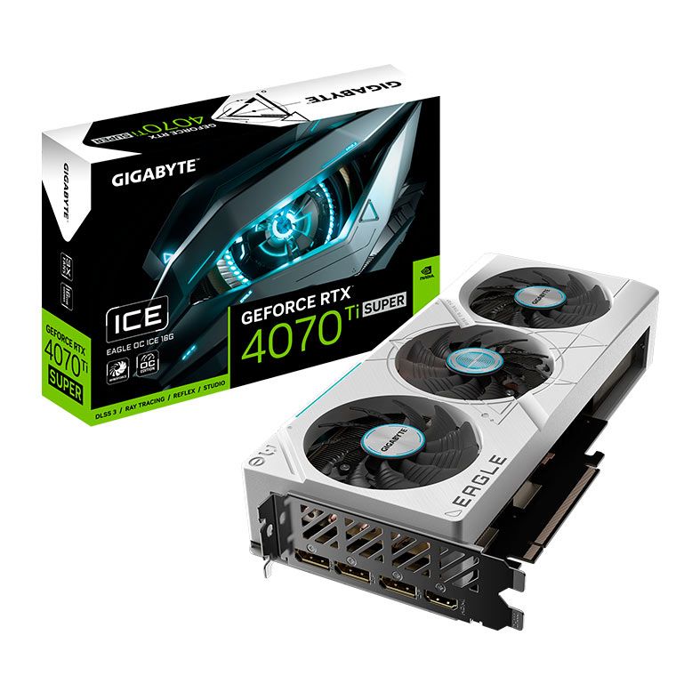 Placa de Video Gigabyte GeForce RTX 4070 Ti Super Eagle Ice OC, 16GB, GDDR6X, 256-bit, GV-N407TSEAGLE-OC-ICE-16GD