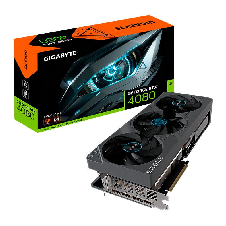 Placa de Video Gigabyte GeForce RTX 4080 Eagle OC, 16GB, GDDR6X, 256-bits, GV-N4080EAGLE-OC-16GD-G10